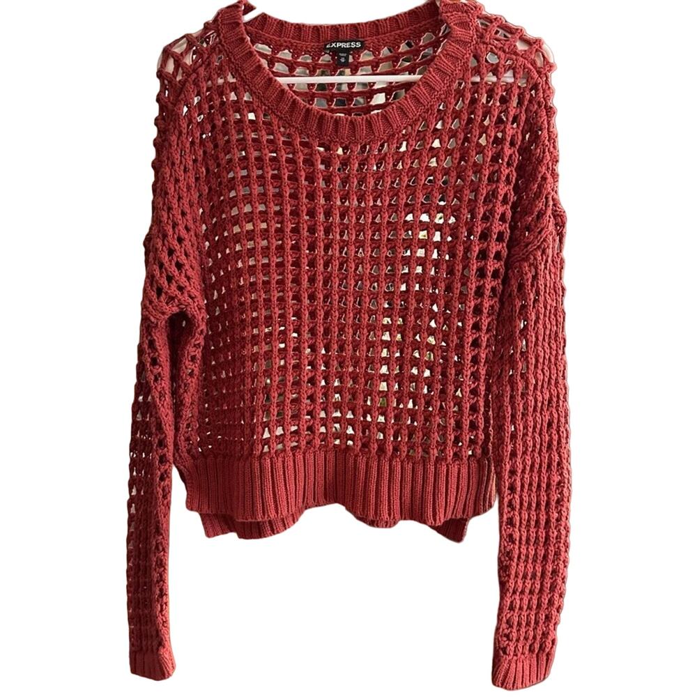 Express Burt Orange Open Knit sweater Size XS